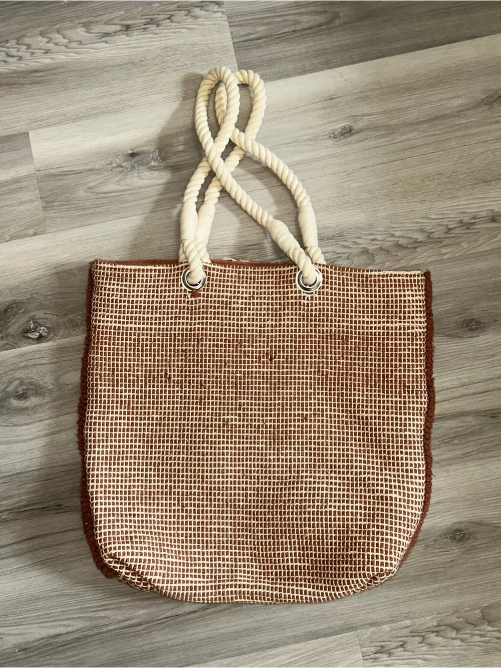 Grace Lace Coastal Rope Tote Bag Rustic Nautical Beach Cabincore Boho Textured